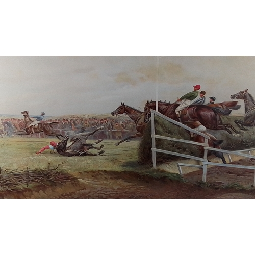 159 - A large stunning framed colour lithograph sporting print under glass 