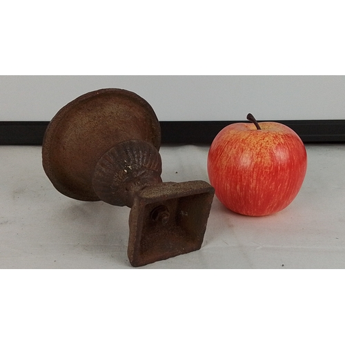 175 - An early salesman cast iron urn-form planter/vase on integral pedestal base, with lobed rim and squa... 