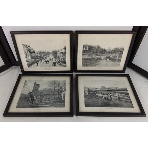 186 - Set of four framed monochrome photographic prints of local views, titled beneath: 'View from Station... 