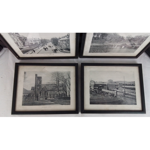 186 - Set of four framed monochrome photographic prints of local views, titled beneath: 'View from Station... 