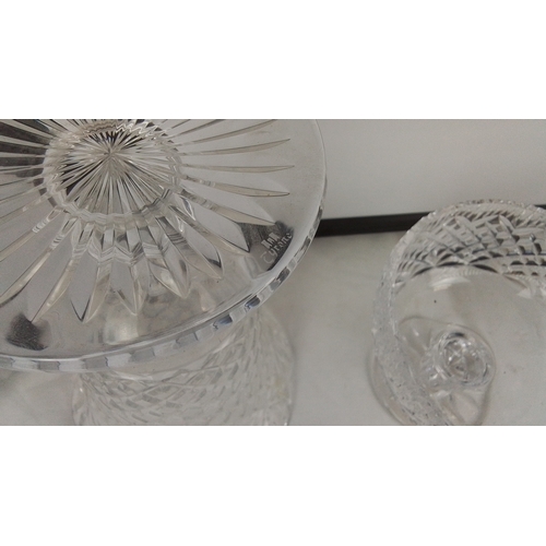 198 - Two Tyrone crystal footed fruit bowl and bon bon dish and another flower cut glass vase.