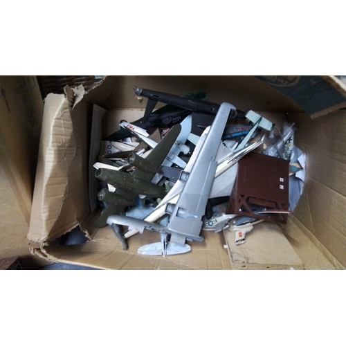 282 - Group of assorted hobby items, including Hornby model railway track sections, buildings and scenic a... 