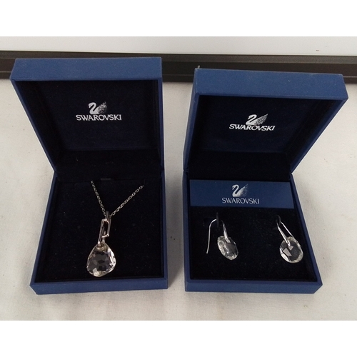 331 - Swarovski crystal pendant necklace, the faceted teardrop drop suspended from a silver-tone chain, to... 