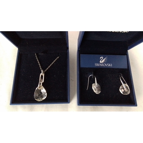 331 - Swarovski crystal pendant necklace, the faceted teardrop drop suspended from a silver-tone chain, to... 