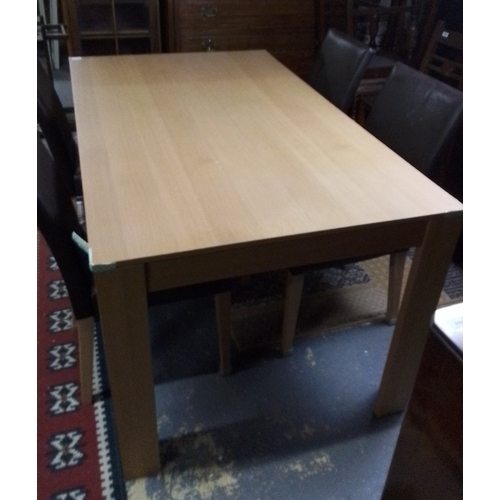 445 - Set of 4 contemporary dining chairs, with black upholstered seats and backs and light-toned legs, to... 