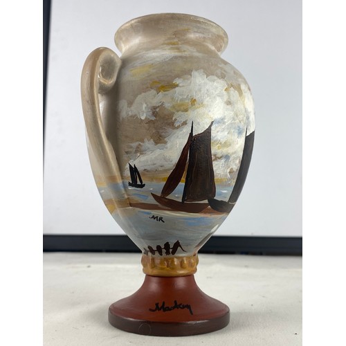 168 - A stunning 'Markey' hand painted vase of sailing ships.