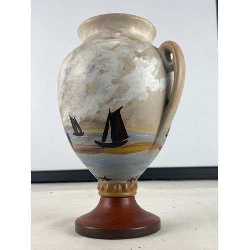 168 - A stunning 'Markey' hand painted vase of sailing ships.