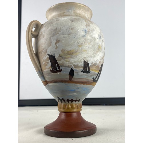 168 - A stunning 'Markey' hand painted vase of sailing ships.