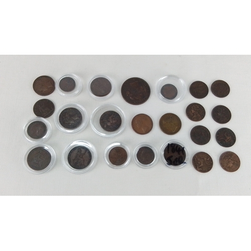 183 - Group of assorted British and Channel Islands copper-alloy coins and tokens, mainly 19th century, in... 