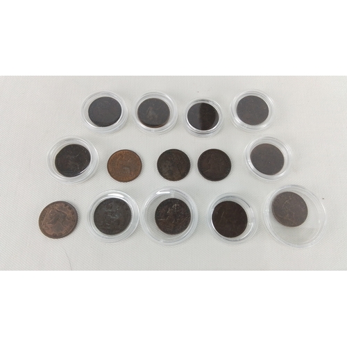 187 - 12 British bronze coinage piece, including Queen Victoria issues and later.