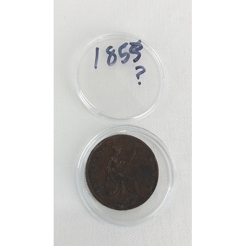 195 - A Victorian British copper one penny coin, dated 1853.