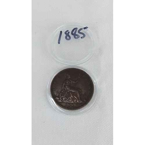 198 - A cased Queen Victoria copper one penny dated 1885.