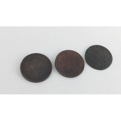 225 - Set of three Georgian copper halfpennies, including a George III example dated 1799, with additional... 