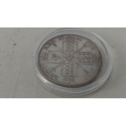 255 - One Victorian silver crown coin, dated 1890, obverse with bust of Queen Victoria and legend; reverse... 