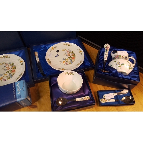 573 - Group of Aynsley English fine bone china ‘Cottage Garden’ giftwares, including a cake stand, two box... 
