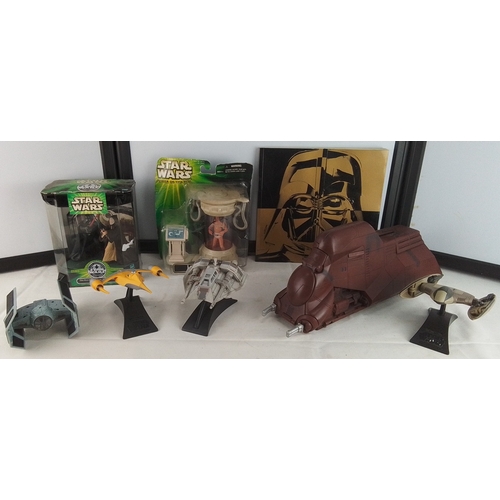 403 - A group of Star Wars collectibles, including boxed Hasbro figures, a Luke Skywalker in Echo Base Bac... 