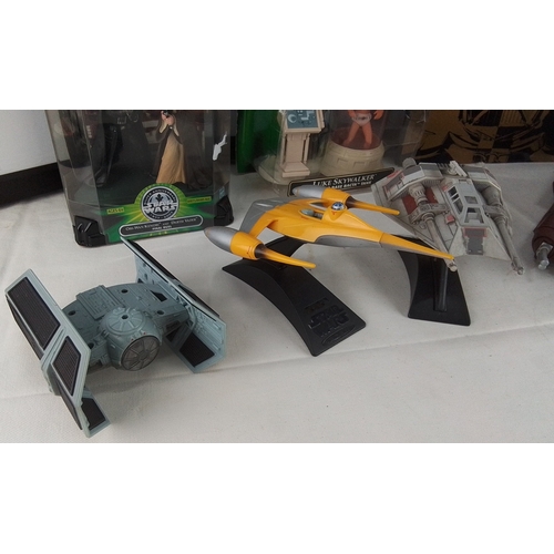 403 - A group of Star Wars collectibles, including boxed Hasbro figures, a Luke Skywalker in Echo Base Bac... 