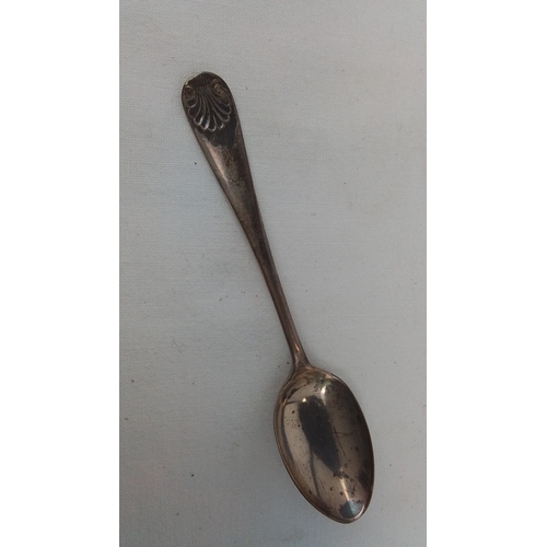 69 - Cased set of Sterling silver teaspoons with scallop-shell terminals, the fitted interior with retail... 