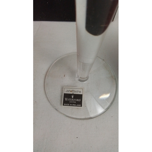 79 - John Rocha at Waterford Crystal—pair of Irish crystal fluted champagne flutes, the tapering bowls cu... 