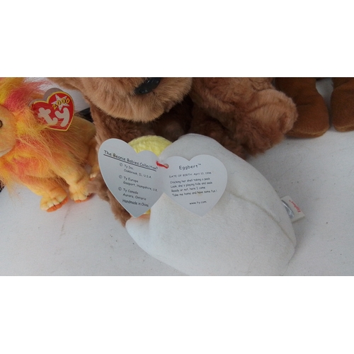 97 - A group of Ty plush toys, including a Beanie Babies Collection chick in eggshell, a pastel teddy bea... 