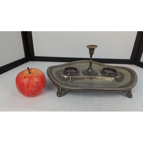 99 - Victorian silver-plated three-bottle decanter stand, of oval form with rope-twist rim, central balus... 
