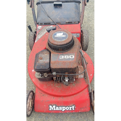 130 - A Masport petrol lawn mower with grass-catcher.