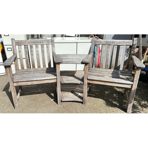 15 - A wooden garden 'sweetheart' bench.