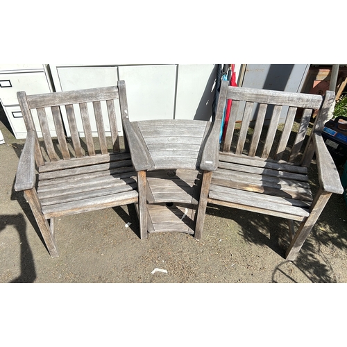 15 - A wooden garden 'sweetheart' bench.