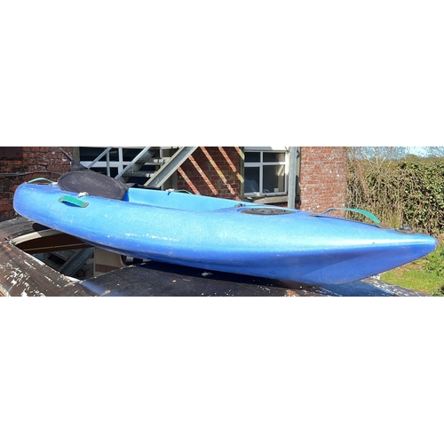 19 - One moulded plastic sit-on-top kayak, with integral footwells, screw hatch, carry handles, and bunge... 