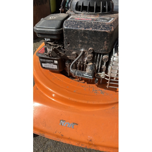 20 - KNK push lawn mower with orange deck and Briggs & Stratton 450 Series 148cc petrol engine, fitted wi... 
