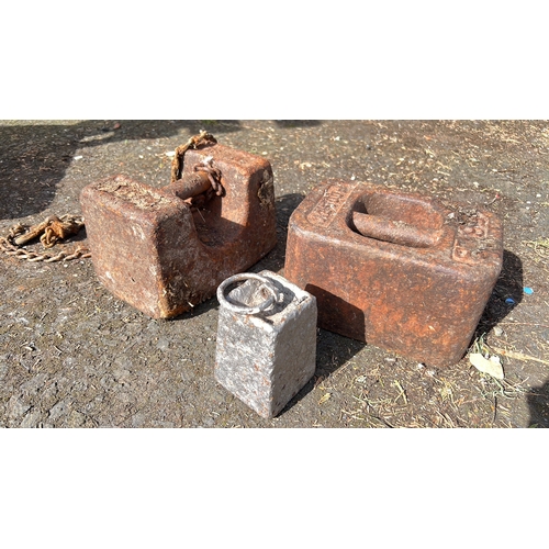 45 - 3 antique weights.