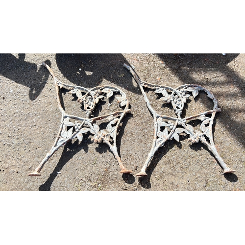 47 - A set of decorative antique cast iron bench ends.