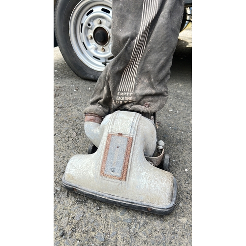 57 - A vintage Hoover upright vacuum cleaner, mid-20th century, with painted metal body, rubber bumper ba... 