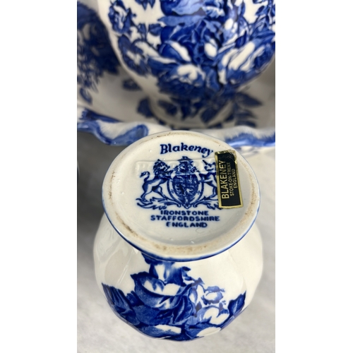 157 - A collection of Blakeney Ironstone blue and white pottery to include wash bowl and jug and a blue an... 