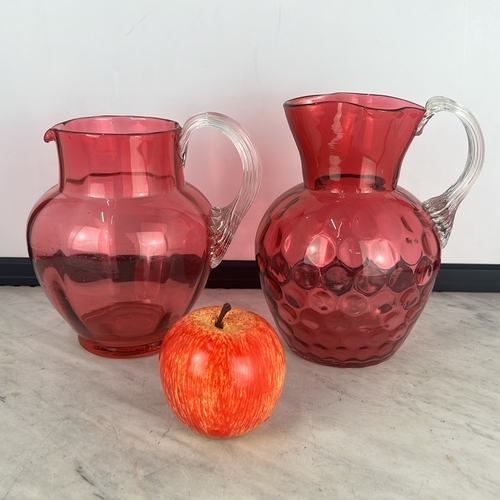 174 - 2 antique/ Victorian Ruby glass jugs.