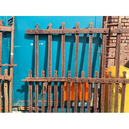 30 - A pair of antique blacksmith forged wrought iron gates, in the Vernacular style, 160cm height x 133c... 