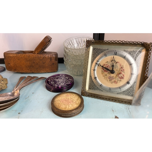 An assorted group of domestic and dressing-table objects including a ...