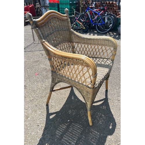 17 - Wicker and bentwood armchair in the Edwardian manner, the undulating crest rail with turned finials ... 
