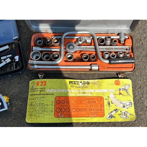 19 - An assortment of socket tools and accessories including a METABO Rheico R23 master combined socket s... 