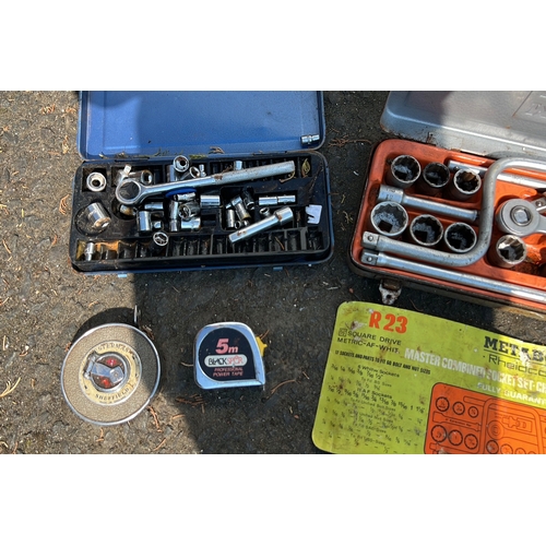 19 - An assortment of socket tools and accessories including a METABO Rheico R23 master combined socket s... 