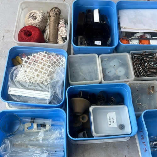 46 - An assortment of workshop and DIY sundries, including mixed screws and fixings, abrasive wire wheels... 