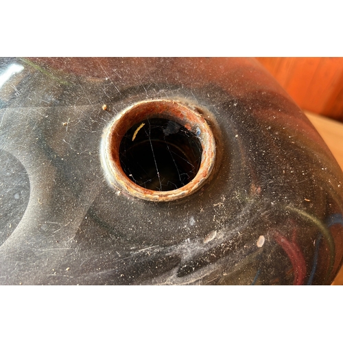 7 - Harley Davidson Motorcycle petrol tank, black lacquer, of rounded rectangular form; the top with fil... 