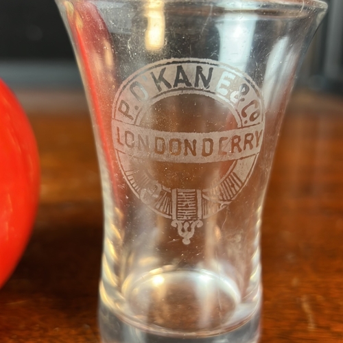 O'Kane & Co., Londonderry advertising glass of waisted form, with a ...