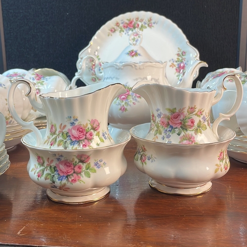 Royal Albert ‘Moss Rose’ bone china tea service, including a teapot ...