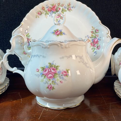 Royal Albert ‘Moss Rose’ bone china tea service, including a teapot ...