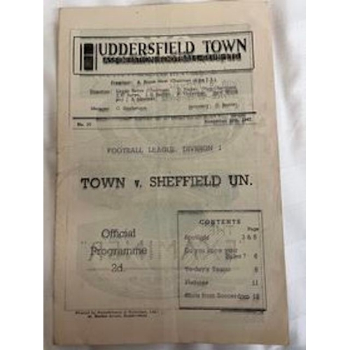 211 - 1947/48 Huddersfield Town v Sheffield United.Slight stain in middle page otherwise good.