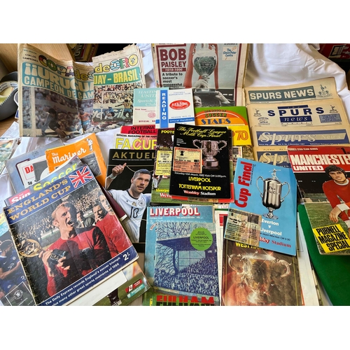 2 - Large box of Programmes, Posters etc. Including Arsenal v Liverpool games with tickets (Stuck to pro... 