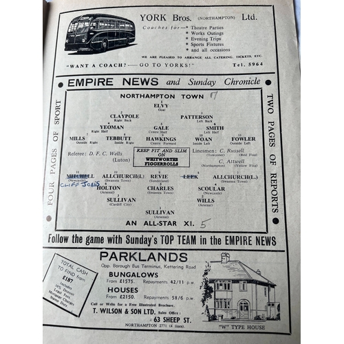 40 - 1958 Leek and Mills Benefit Match, Northampton Town v All Star X1. Team changes in middle, thicker t... 