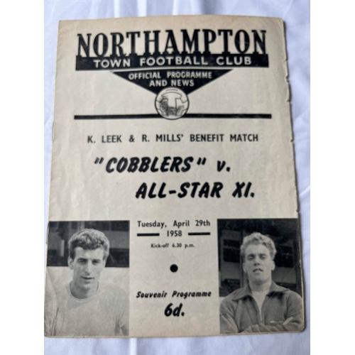 40 - 1958 Leek and Mills Benefit Match, Northampton Town v All Star X1. Team changes in middle, thicker t... 