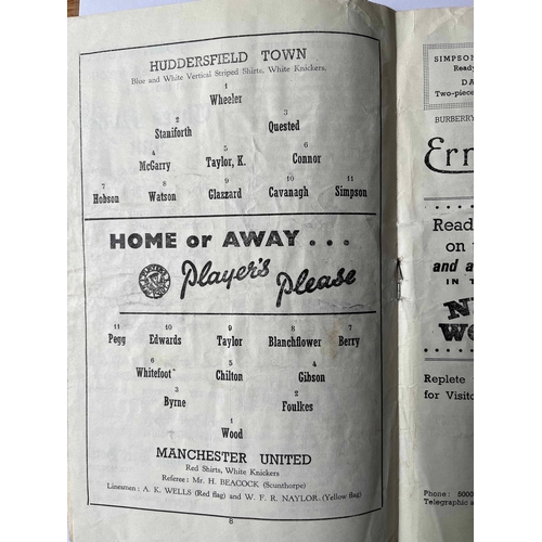 49 - 1954/55 Huddersfield v Manchester United, slightly grubby.